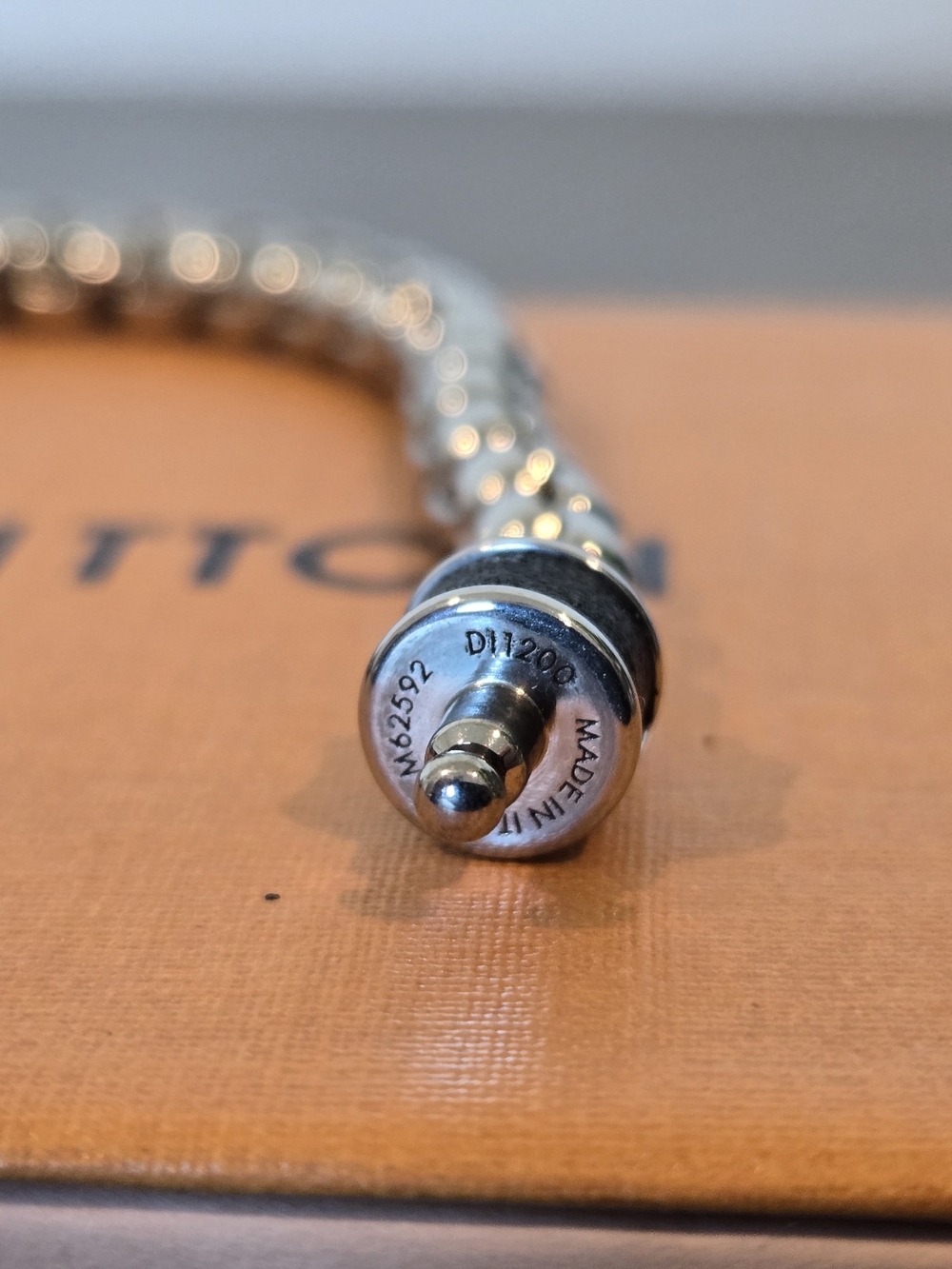 Louis Vuitton Silver Chain Bracelet with Black Leather Accent - Picture 3 of 3